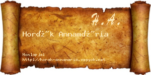 Horák Annamária névjegykártya